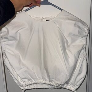 Zara White Gathered Blouse